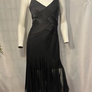 JS Collections Illusion Back Ruffled Mesh Dress